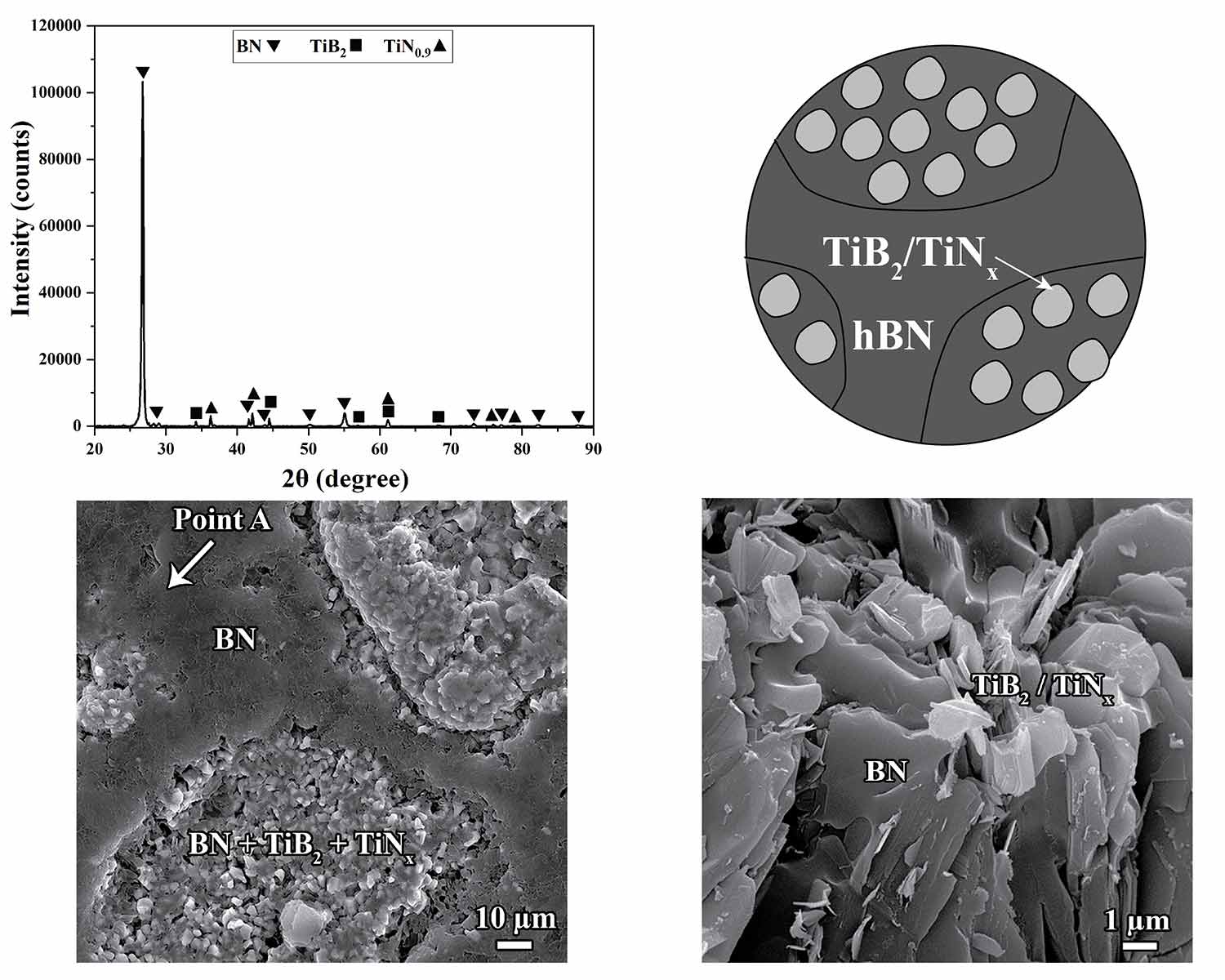 In-situ synthesis of TiN and TiB2 compounds during reactive spark plasma sintering of BN–Ti composites